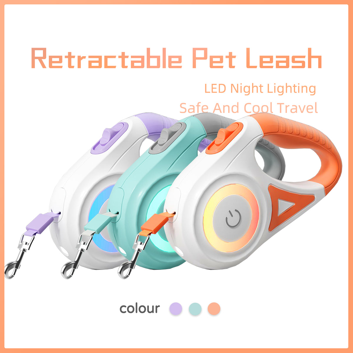 Retractable Dog Leash with LED Spotlight - 3M/5M Length - Biopack Global