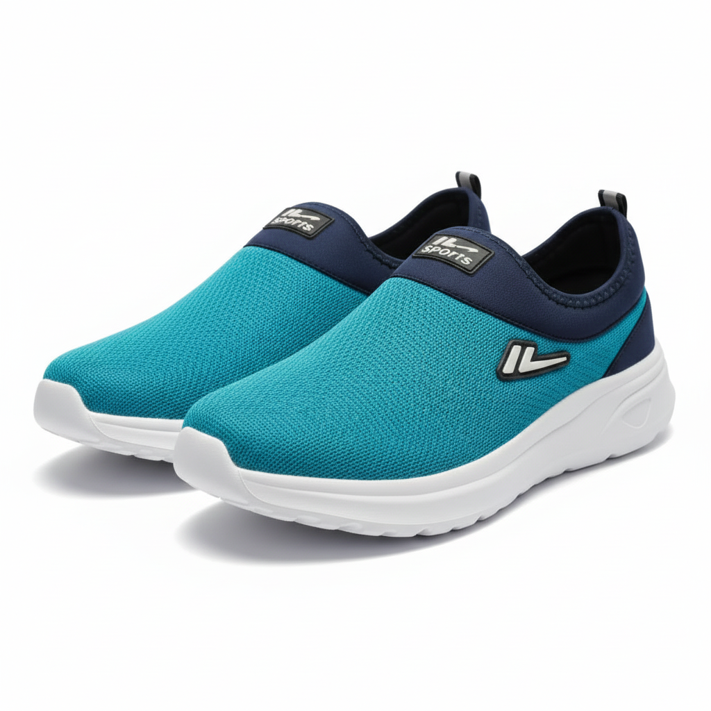 Turquoise slip-on sneakers pair
